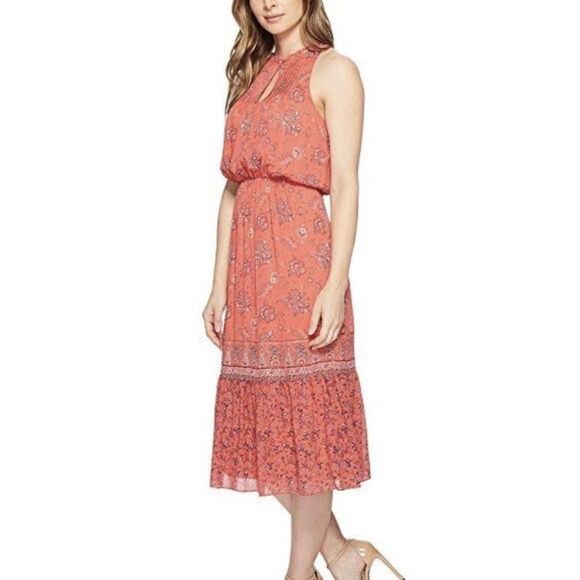 JOIE CHARACTER Silk Sleeveless MIDI Dress Strawberry Paisley Sz M Bohemian Boho - Picture 1 of 12